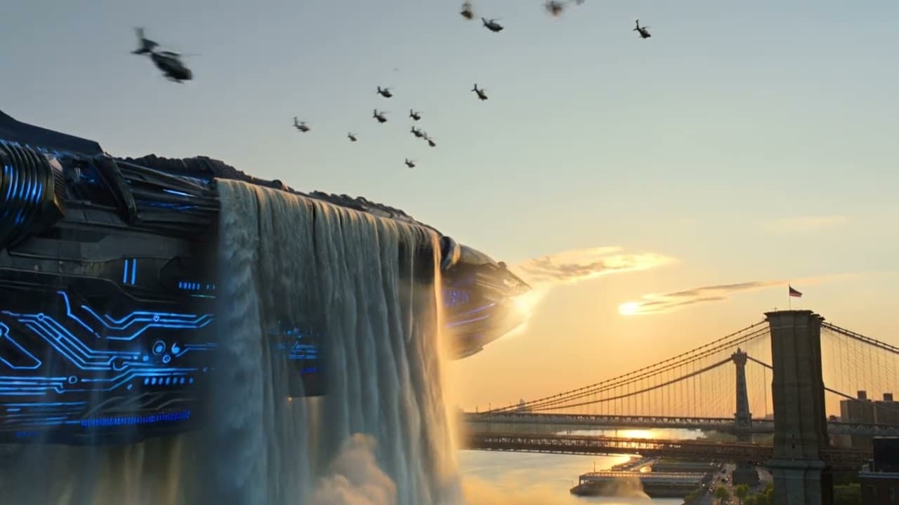 Text to Video AI: Massive Alien Spaceship Rising From The East River in Manhattan
